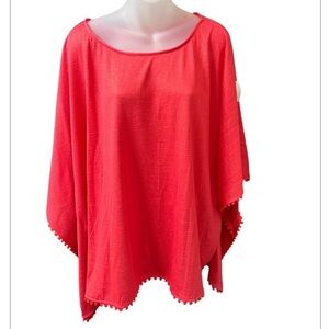 Tommy Bahama Shimmer Coral Island Boatneck Sparkles Dolman Sleeved Tunic Large